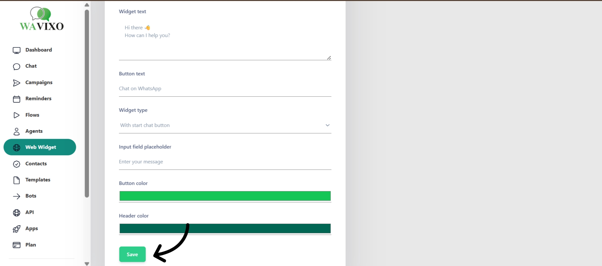Save widget settings